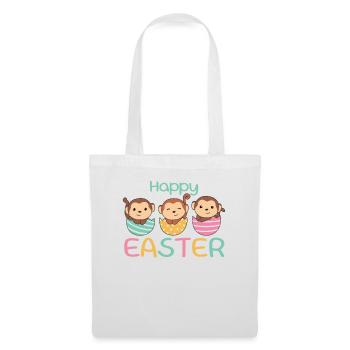 singes mignons à Pâques avec des œufs de Pâques singe - Sac en tissu - blanc - Devant