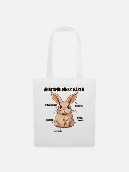 Anatomie eines Hasen lustige Kanninchen Erklärung - Stoffbeutel - Weiß