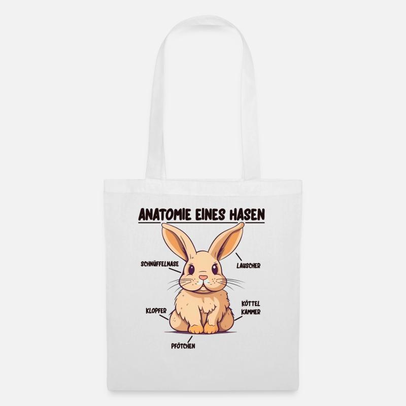 Anatomie eines Hasen lustige Kanninchen Erklärung - Stoffbeutel - Weiß
