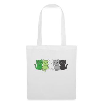 Aromantic Flag Non Binary Pride LGBTQ süße Katze - Stoffbeutel - Weiß - Vorne