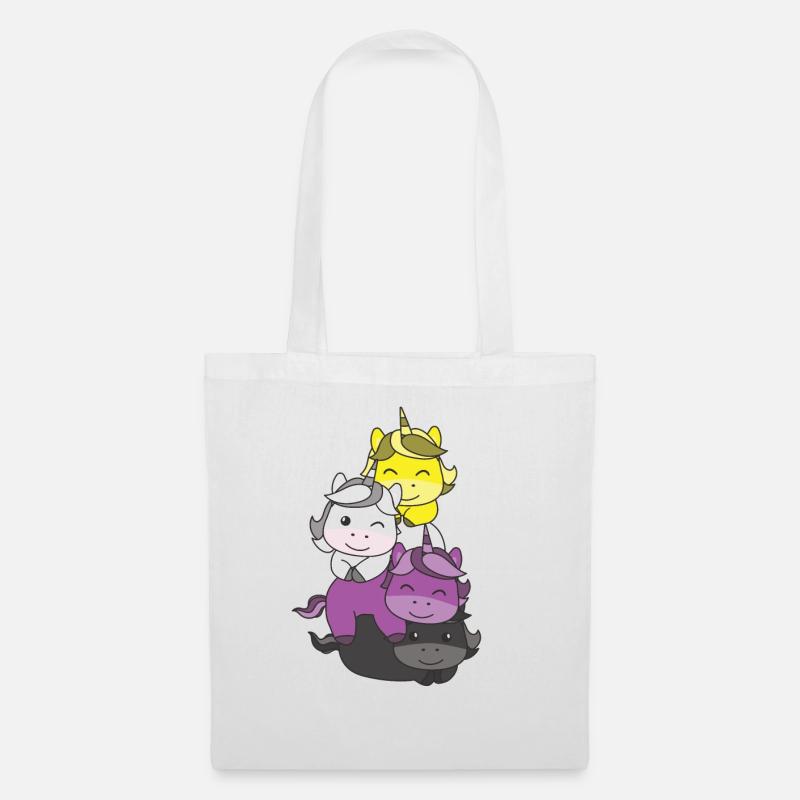 Nonbinary Flag Pride LGBTQ Cute Unicorn Stack - Sac en tissu - blanc