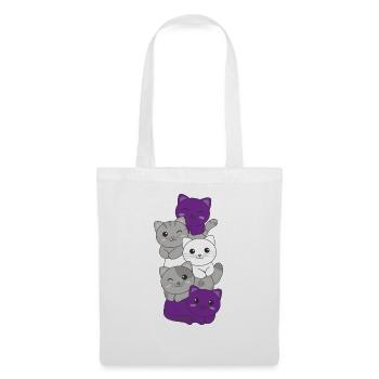 Graysexual Flag Pride LGBTQ Cute Cat Stack - Tote Bag - white - Front