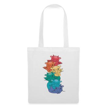 Regenbogen Flag Pride LGBTQ süßer Drache Stapel - Stoffbeutel - Weiß - Vorne