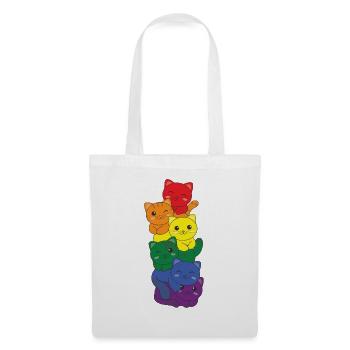 Rainbow Flag Pride LGBTQ Cute Cat Stack - Tote Bag - white - Front