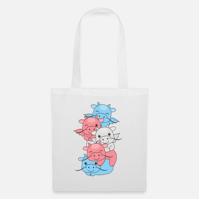 Transgender Flag Pride LGBTQ Cute Dragon Stack - Sac en tissu - blanc