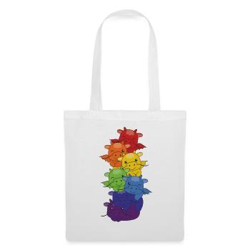 Regenbogen Flag Pride LGBTQ süßer Drache Stapel - Stoffbeutel - Weiß - Vorne