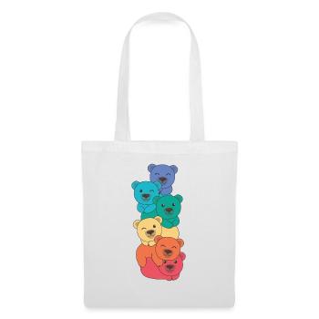 Rainbow Flag Pride LGBTQ Mignon Bear Stack - Sac en tissu - blanc - Devant