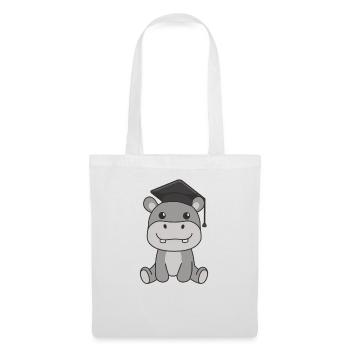 Enfants de la maternelle cloué Hippo Graduation - Sac en tissu - blanc - Devant