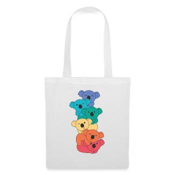 Regenbogen Flag Pride LGBTQ süßer Koala Stapel - Stoffbeutel - Weiß - Vorne