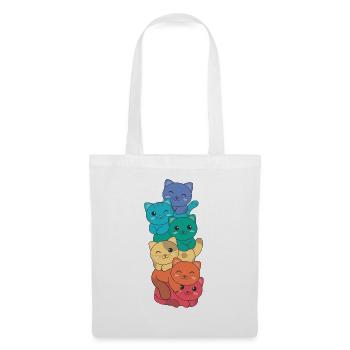 Rainbow Flag Pride LGBTQ Cute Cat Stack - Tote Bag - white - Front
