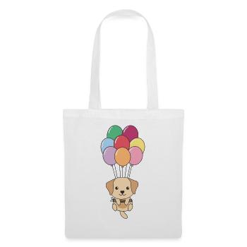 Labrador flies upwards with colorful balloons - Tote Bag - white - Front