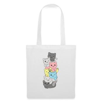 Demiflux Flag Pride LGBTQ Cute Cat Stack - Tote Bag - white - Front