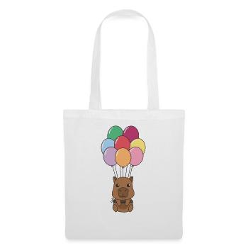 Capybara flies upwards with colorful balloons - Tote Bag - white - Front