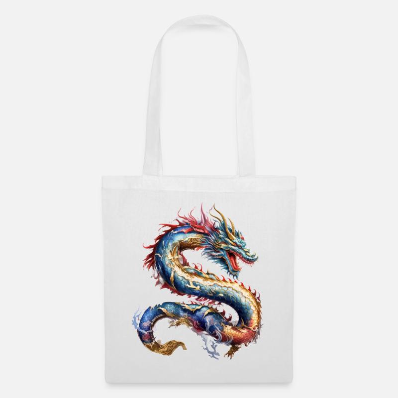 Asiatischer Drache - Stoffbeutel - Weiß