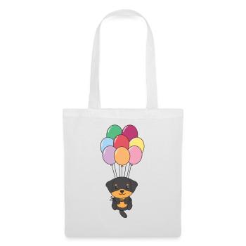Rottweiler vole vers le sommet avec des ballons colorés - Sac en tissu - blanc - Devant