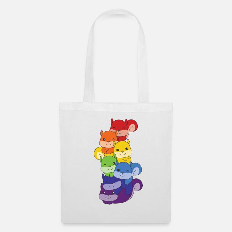 Regenbogen Eichhörnchen süße bunte Eichhörnchen - Stoffbeutel - Weiß