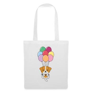 Jack Russell flies after with colorful balloons - Tote Bag - white - Front