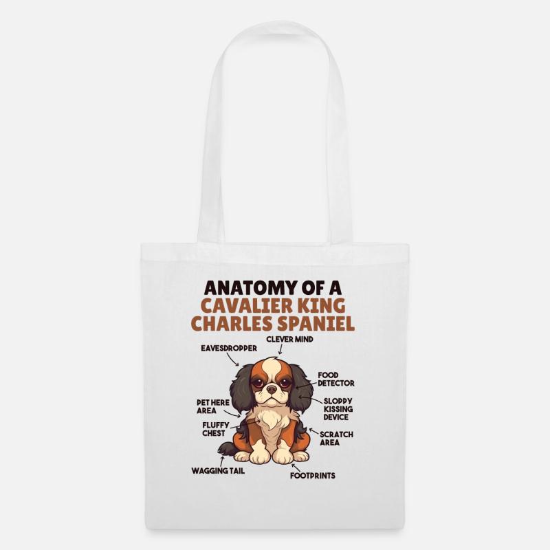 Hunde Erklärung Anatomy eines Cavalier King - Stoffbeutel - Weiß