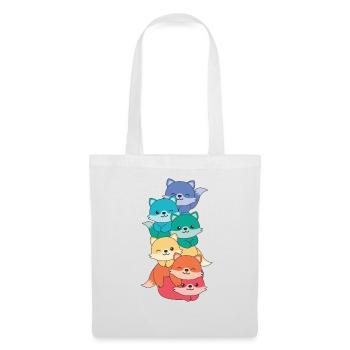 Regenbogen Flag Pride LGBTQ süßer Fuchs Stapel - Stoffbeutel - Weiß - Vorne