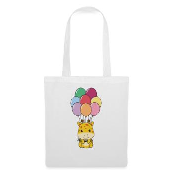 Giraffe flies upwards with colorful balloons - Tote Bag - white - Front