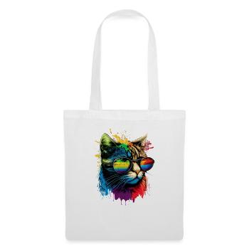 Rainbow Flag Gay Pride LGBTQ Katzen süße Katze - Stoffbeutel - Weiß - Vorne
