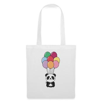 Panda flies upwards with colorful balloons - Tote Bag - white - Front