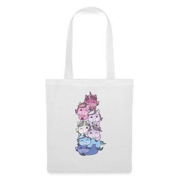 Bigender Flag Pride LGBTQ süßer Einhorn Stapel - Stoffbeutel - Weiß - Vorne