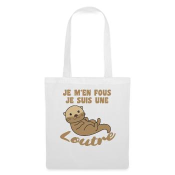 Je m'en fous je suis une loutre - süßer Otter - Stoffbeutel - Weiß - Vorne