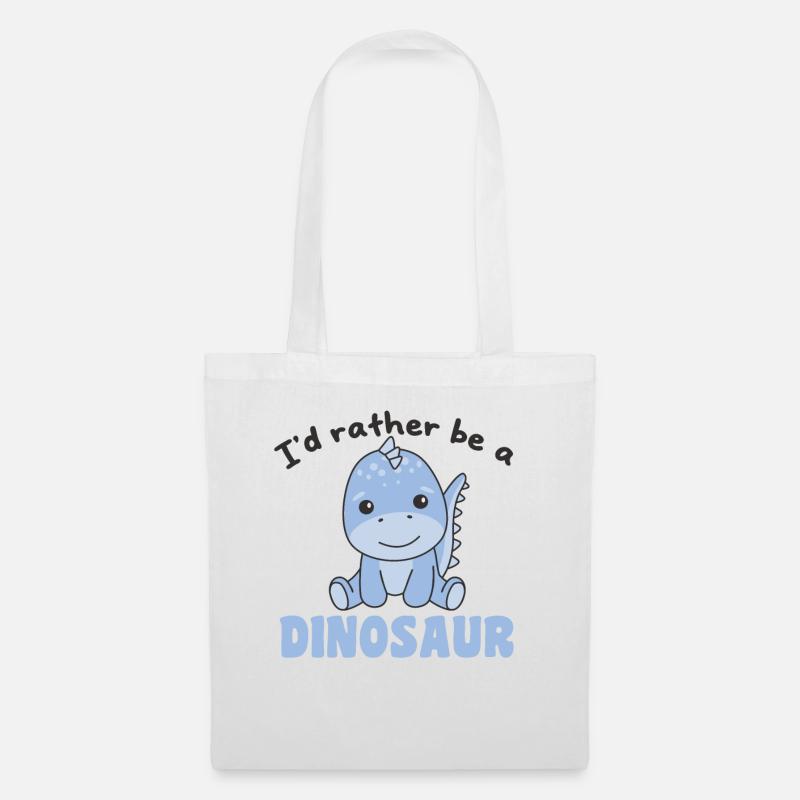 Ich wäre lieber eine Dinosaurier - süßer Dino - Stoffbeutel - Weiß