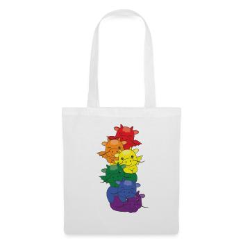 Regenbogen Flag Pride LGBTQ süßer Drache Stapel - Stoffbeutel - Weiß - Vorne