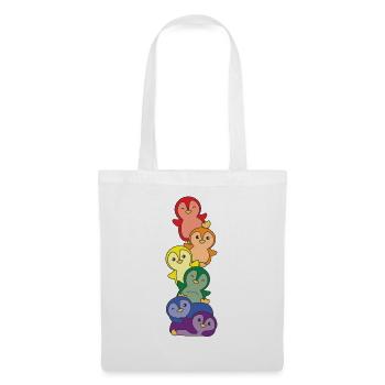 Rainbow Flag Gay Pride LGBTQ Pinguin süßer Pinguin - Stoffbeutel - Weiß - Vorne