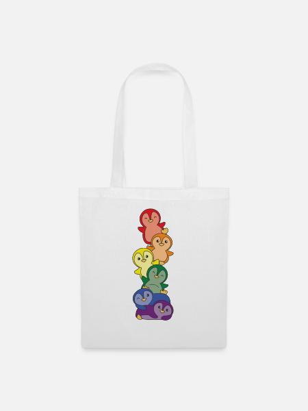Rainbow Flag Gay Pride LGBTQ Pinguin süßer Pinguin - Stoffbeutel - Weiß