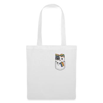 Regenbogen Katze Flag Pride LGBTQ süße Katzen - Stoffbeutel - Weiß - Vorne
