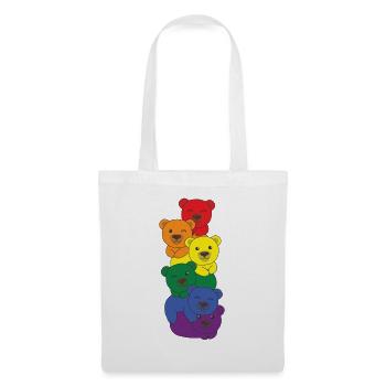 Rainbow Flag Pride LGBTQ Mignon Bear Stack - Sac en tissu - blanc - Devant