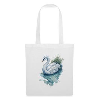 Anmutige Schwanen-Aquarellmalerei - Stoffbeutel - Weiß - Vorne