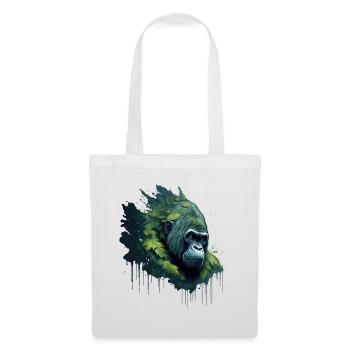 Aquarell Gorilla mit Blättern - Stoffbeutel - Weiß - Vorne
