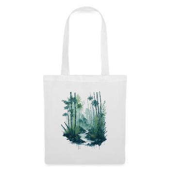Aquarell Bambusmalerei - Stoffbeutel - Weiß - Vorne
