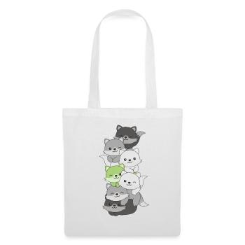 Agender Flag Pride LGBTQ Cute Fox Stack - Tote Bag - white - Front