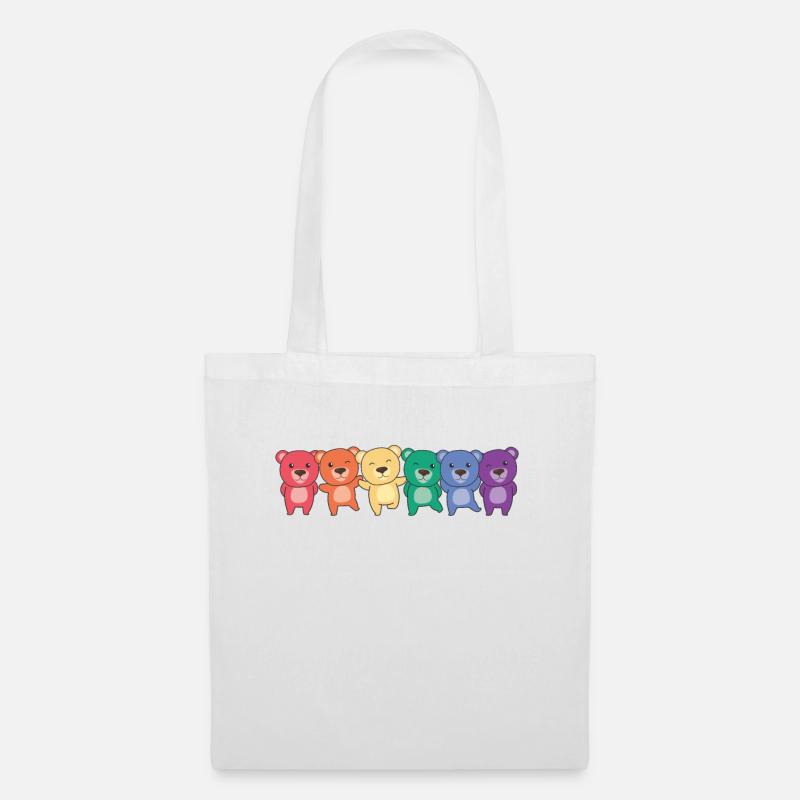 Regenbogen Bär Flag Pride LGBTQ süße Bären - Stoffbeutel - Weiß