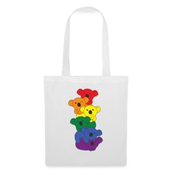 Regenbogen Flag Pride LGBTQ süßer Koala Stapel - Stoffbeutel - Weiß - Vorne