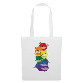 Regenbogen Flag Pride LGBTQ süßer Fuchs Stapel - Stoffbeutel - Weiß - Vorne