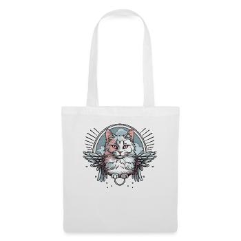 Chat blanc avec des ailes - Sac en tissu - blanc - Devant
