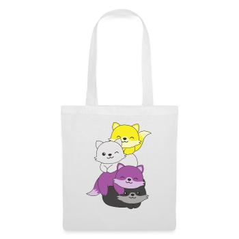 Nonbinary Flag Pride LGBTQ Cute Fox Stack - Tote Bag - white - Front