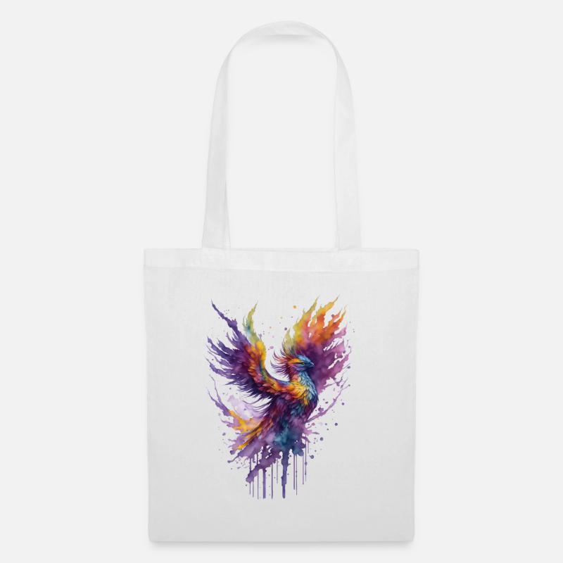 Mystisches Feuer Aquarell Phönix Vogel - Stoffbeutel - Weiß