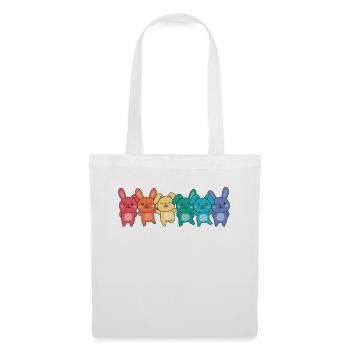 Regenbogen Hase Flag Pride LGBTQ süße Hasen - Stoffbeutel - Weiß - Vorne