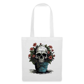 Totenkopf und Topfpflanzen - Stoffbeutel - Weiß - Vorne