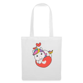 Einhorn zum Valentinstag süße Tiere Herzen - Stoffbeutel - Weiß - Vorne