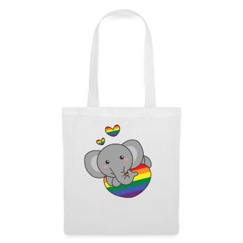 Rainbow Flag Pride LGBTQ Mignon éléphant Amour - Sac en tissu - blanc - Devant