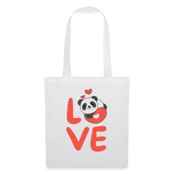 Panda pour la Saint-Valentin Animaux mignons Cœurs Amour - Sac en tissu - blanc - Devant