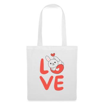 Lapin pour la Saint-Valentin Animaux mignons Cœurs Amour - Sac en tissu - blanc - Devant